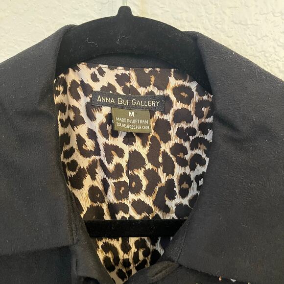 Anna Bui Gallery Floral Embroidered Coat Womens XS Black Suede Evening Formal - Picture 4 of 16